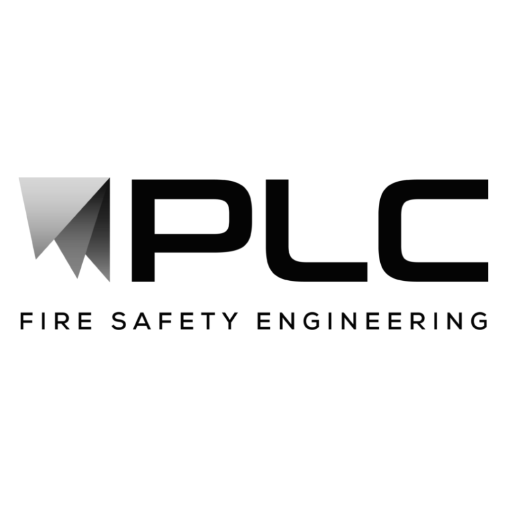 Lead Generation New PLC Fire Safety Inc. Logo as a reference Black and White